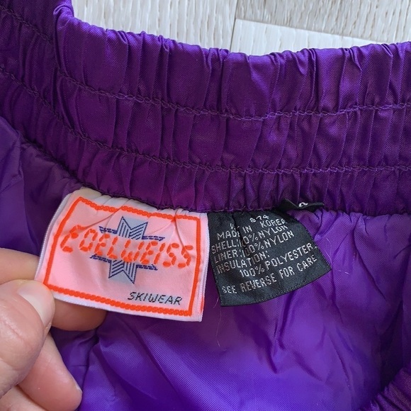 Vintage Edelweiss Purple Ski Snow Pants high waist shimmer retro size 14 women’s - Picture 7 of 15